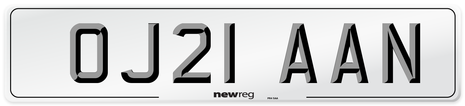 OJ21 AAN Number Plate from New Reg